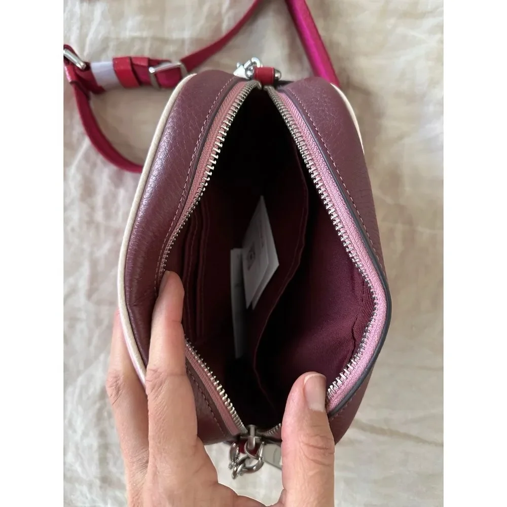 Coach Pink Graphic Crossbody Bag with Red Strap